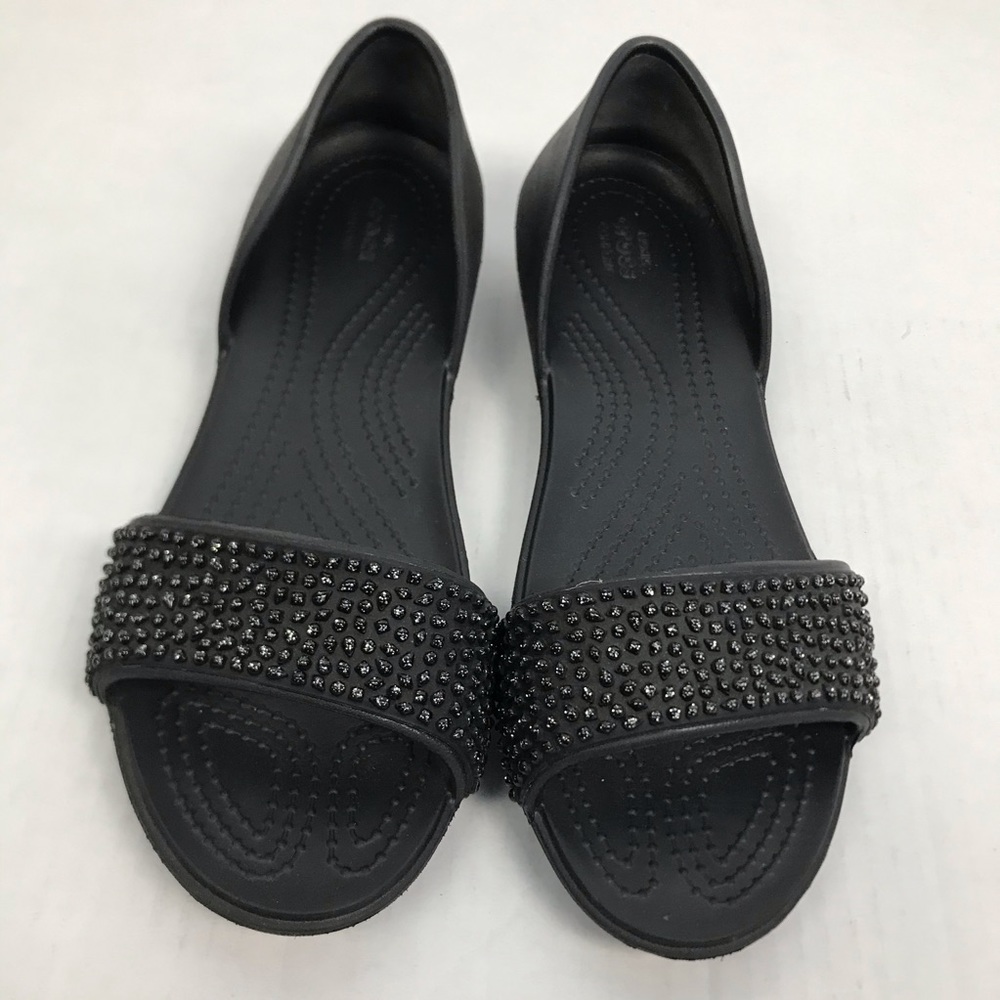 Black open toe Crocs